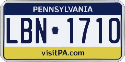 PA license plate LBN1710