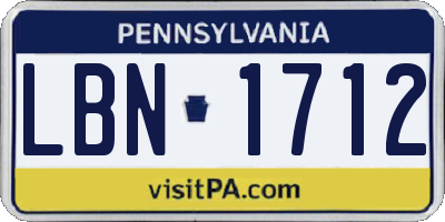 PA license plate LBN1712
