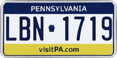 PA license plate LBN1719