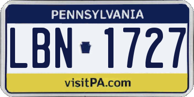 PA license plate LBN1727