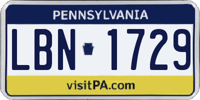 PA license plate LBN1729