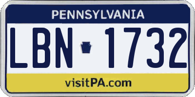 PA license plate LBN1732