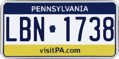 PA license plate LBN1738