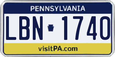 PA license plate LBN1740