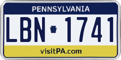 PA license plate LBN1741
