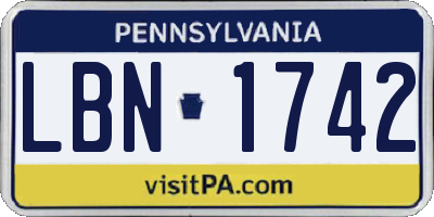 PA license plate LBN1742