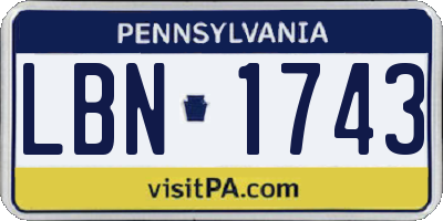 PA license plate LBN1743