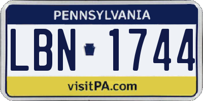 PA license plate LBN1744