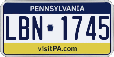 PA license plate LBN1745