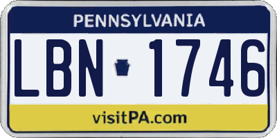 PA license plate LBN1746