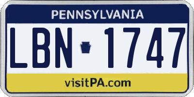 PA license plate LBN1747