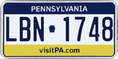 PA license plate LBN1748