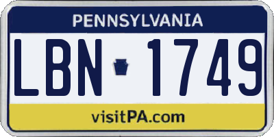 PA license plate LBN1749