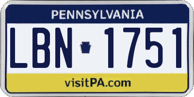 PA license plate LBN1751