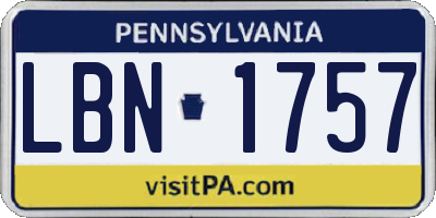 PA license plate LBN1757