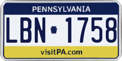 PA license plate LBN1758