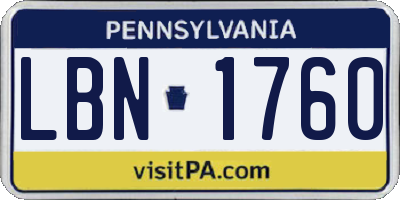 PA license plate LBN1760