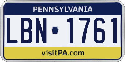 PA license plate LBN1761