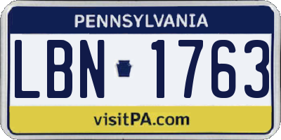 PA license plate LBN1763