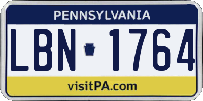 PA license plate LBN1764
