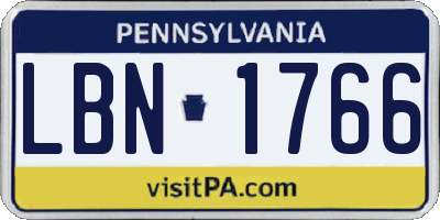 PA license plate LBN1766