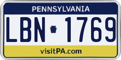 PA license plate LBN1769