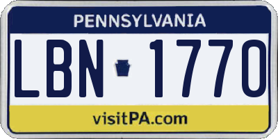 PA license plate LBN1770