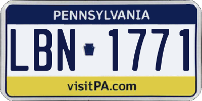 PA license plate LBN1771