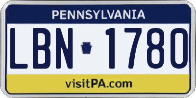 PA license plate LBN1780