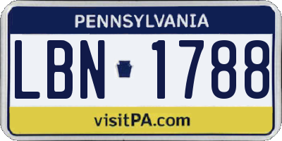 PA license plate LBN1788