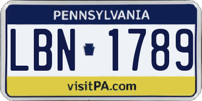 PA license plate LBN1789