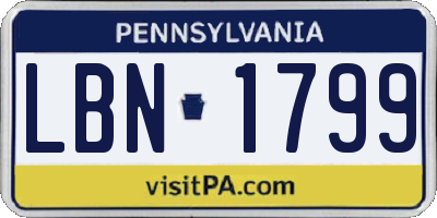 PA license plate LBN1799