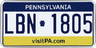 PA license plate LBN1805