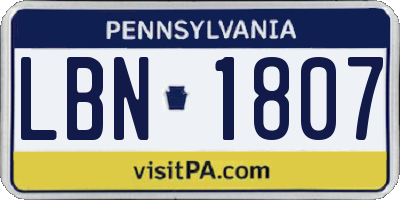 PA license plate LBN1807