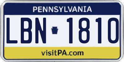 PA license plate LBN1810