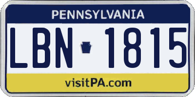 PA license plate LBN1815
