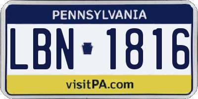 PA license plate LBN1816