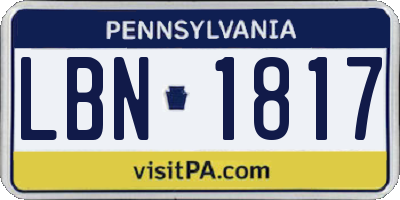 PA license plate LBN1817