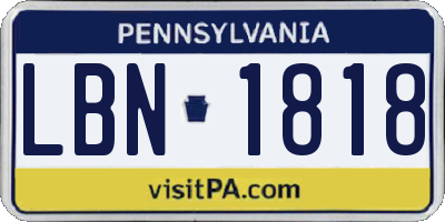 PA license plate LBN1818