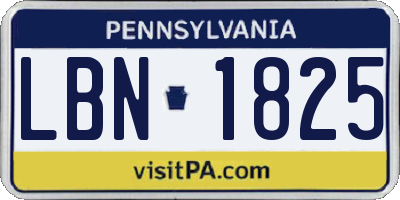 PA license plate LBN1825