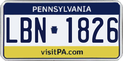 PA license plate LBN1826