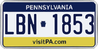 PA license plate LBN1853