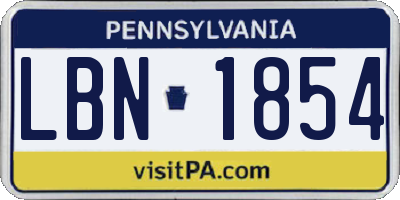 PA license plate LBN1854
