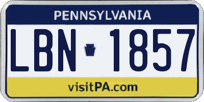PA license plate LBN1857