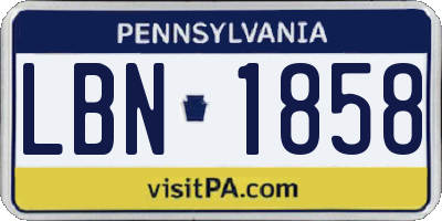 PA license plate LBN1858