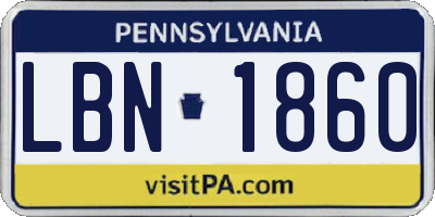 PA license plate LBN1860