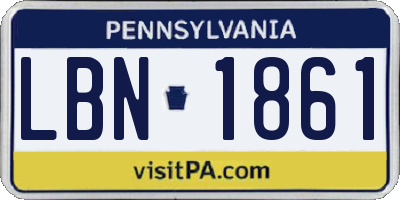 PA license plate LBN1861