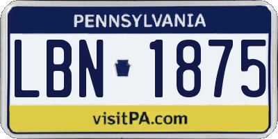 PA license plate LBN1875