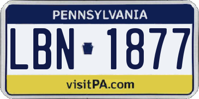 PA license plate LBN1877