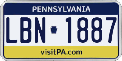 PA license plate LBN1887